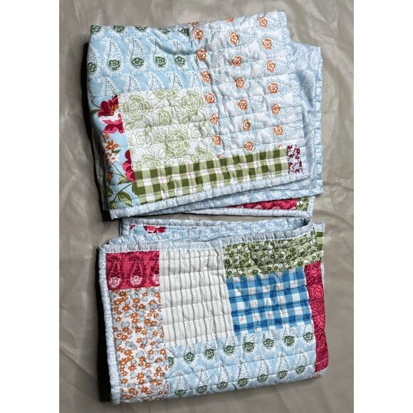 MARTHA STEWART everyday Quilted Design floral Standard pillowcases white blue - Picture 2 of 9